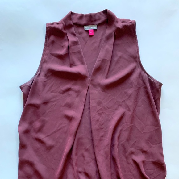 2 Sleeveless V-Neck Professional Collared Shirts, Burgundy/ Maroon (M) and Red S - Picture 3 of 4